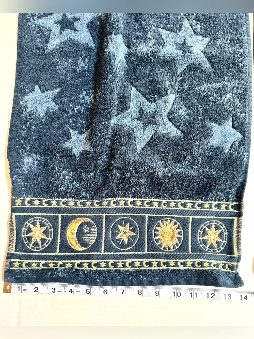 Set of 2 vintage  Y2K 1990s Springmaid Celestial Hand Towels Sun Moon Stars
